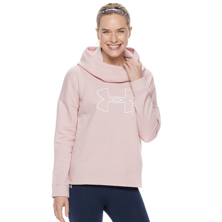 Women's Under Armour Rival Graphic Funnel-neck Hoodie, Size: Medium, Dark Red