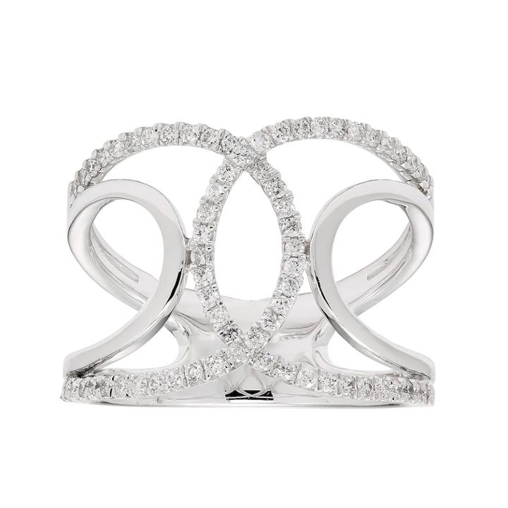 10k White Gold 1/3 Carat T.w. Diamond Swirl Ring, Women's, Size: 6.50