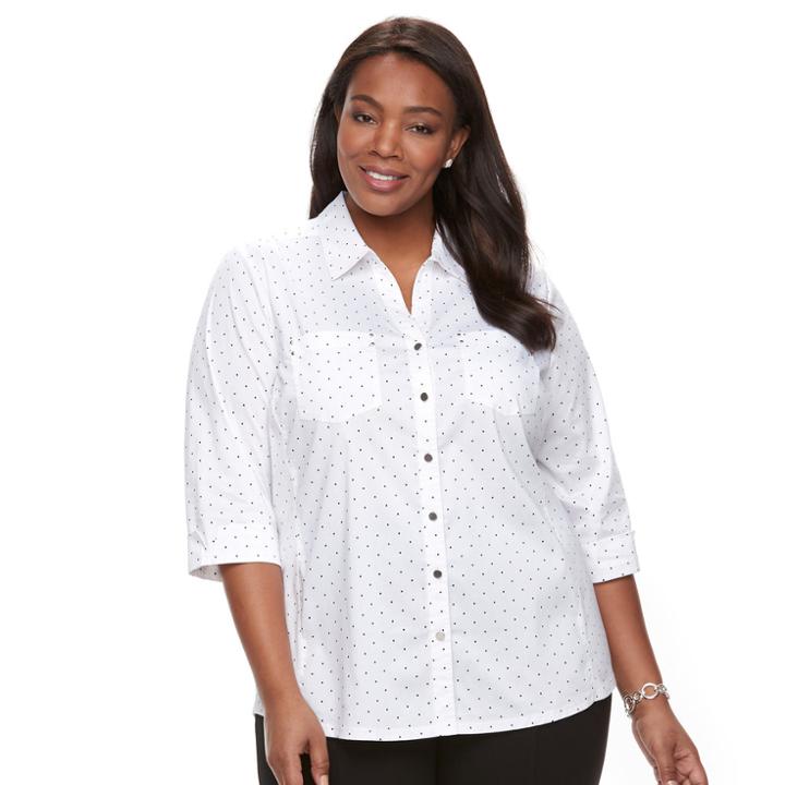 Plus Size Women's Croft & Barrow&reg; Knit-to-fit Shirt, Size: 1xl, White Oth