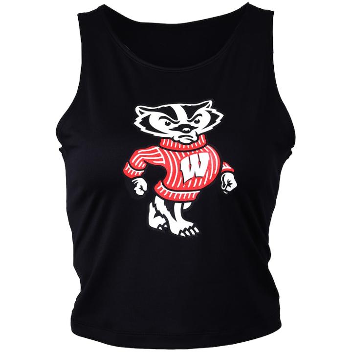 Women's Wisconsin Badgers First Down Crop Top, Size: Small, Black