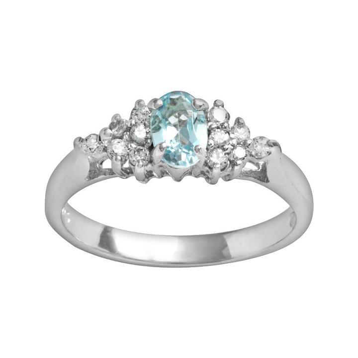 Sterling Silver Blue Topaz And Cubic Zirconia Ring, Women's, Size: 10
