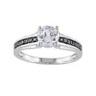 Lab-created White Sapphire And Black Diamond Engagement Ring In Sterling Silver (.14 Ct. T.w.), Women's, Size: 5
