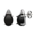 Sterling Silver Onyx & Diamond Accent Stud Earrings, Women's, Black