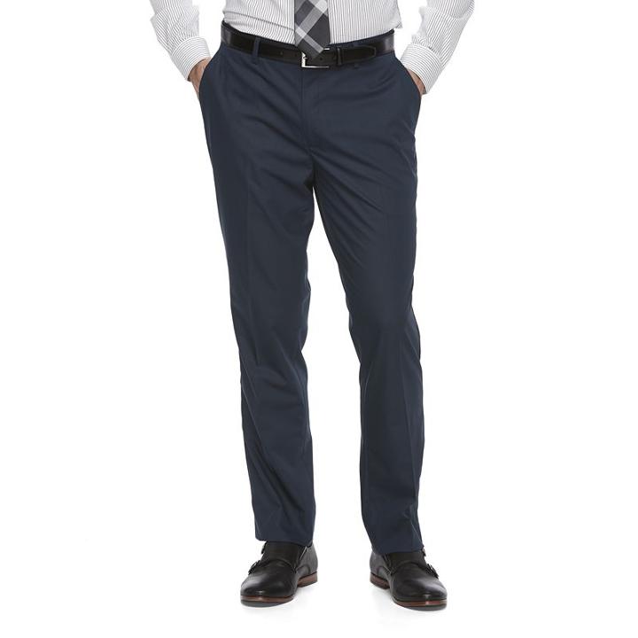 Men's Apt. 9&reg; Silk Touch Extra-slim Fit Stretch Flat-front Dress Pants, Size: 32x30, Blue