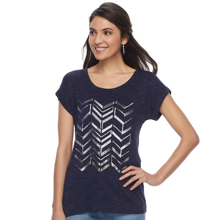Women's Apt. 9&reg; Scoopneck Tee, Size: Small, Dark Blue