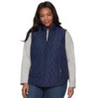 Plus Size Croft & Barrow&reg; Classic Quilted Vest, Women's, Size: 1xl, Dark Blue