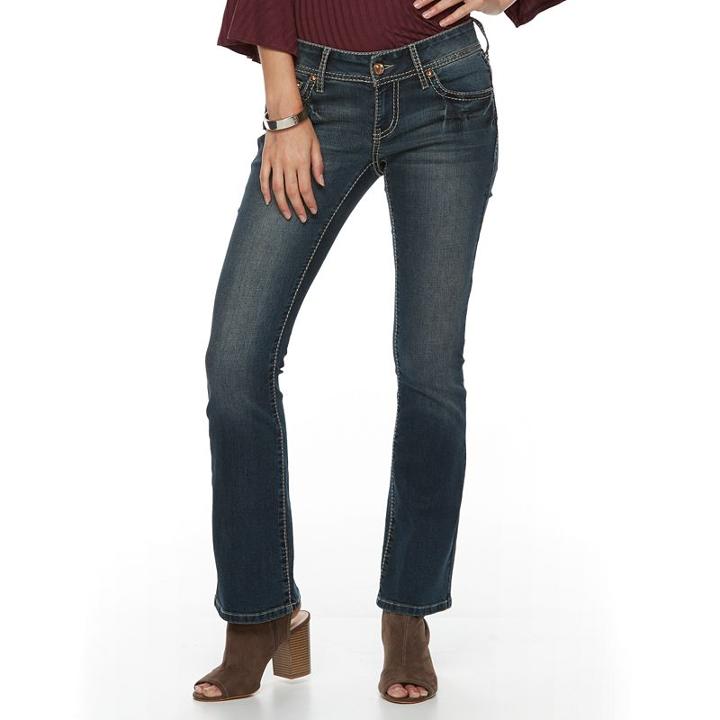 Petite Apt. 9&reg; Embroidered Bootcut Jeans, Women's, Size: 2 Petite, Med Blue