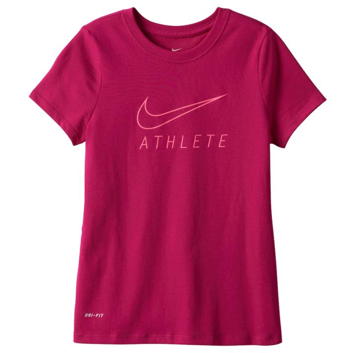 Girls 7-16 Nike Athlete Swoosh Tee, Size: Small, Dark Red