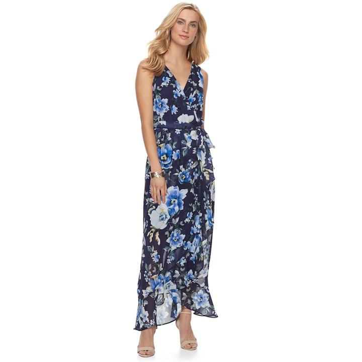Women's Chaya Ruffle Floral Maxi Dress, Size: 10, Blue