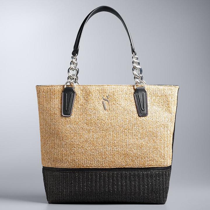 Simply Vera Vera Wang Catherine Straw Tote, Women's, Lt Beige