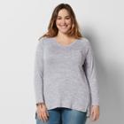 Plus Size Sonoma Goods For Life&trade; Marled V-neck Tee, Women's, Size: 1xl, Silver