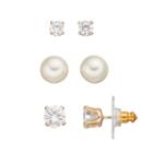 Napier Cubic Zirconia & Simulated Pearl Stud Earring Set, Women's, White