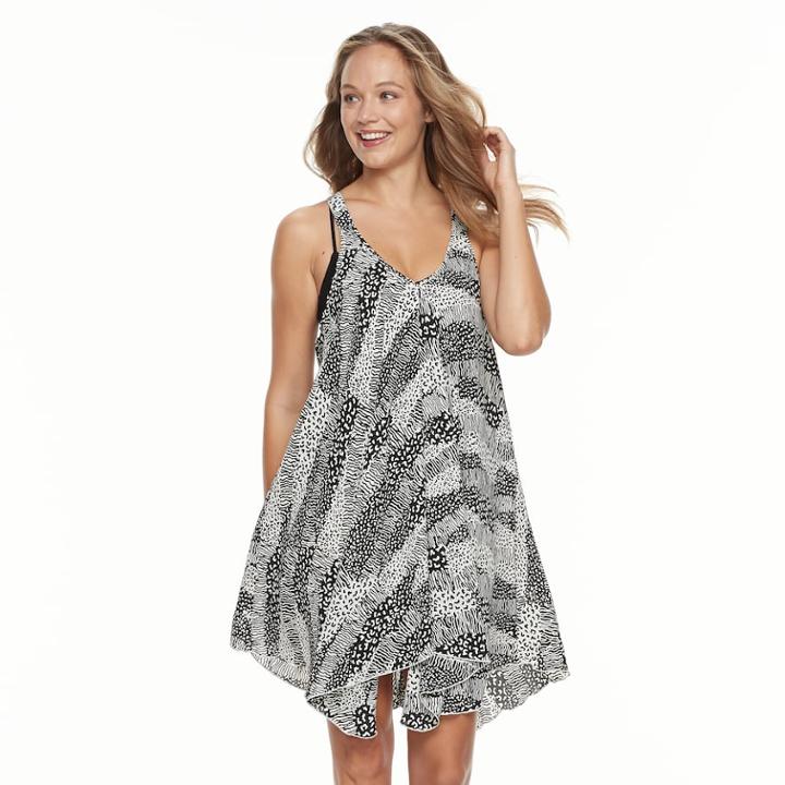 Women's Portocruz Animal Print Racer Back Flowy Cover-up Dress, Size: Medium, Animal Patch