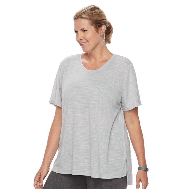 Plus Size Tek Gear&reg; Textured Voop Neck Tee, Women's, Size: 2xl, Light Grey