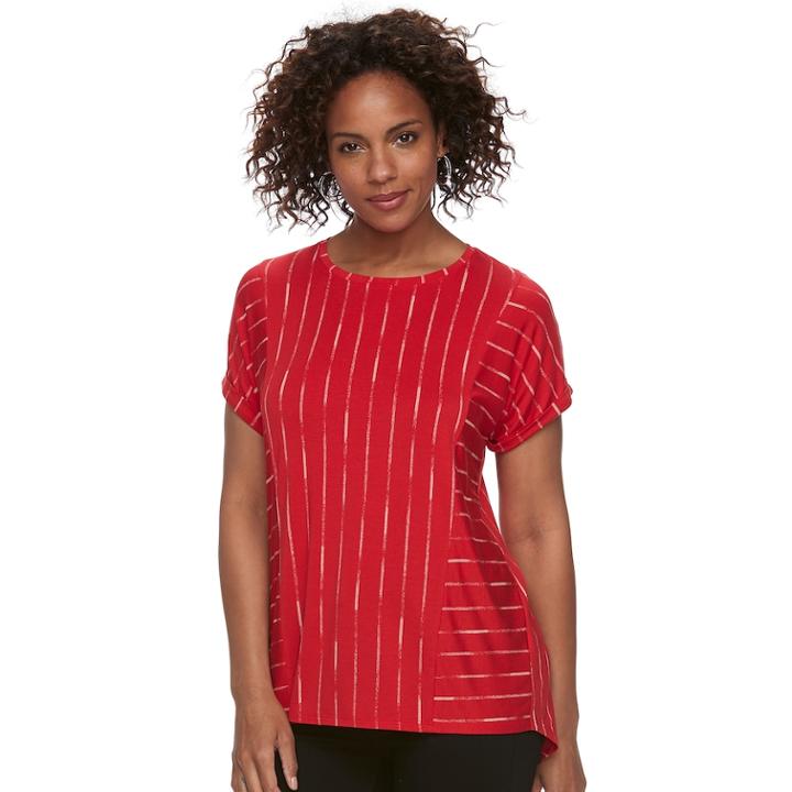 Women's Apt. 9&reg; Abstract Ribbed Tee, Size: Xs, Med Red