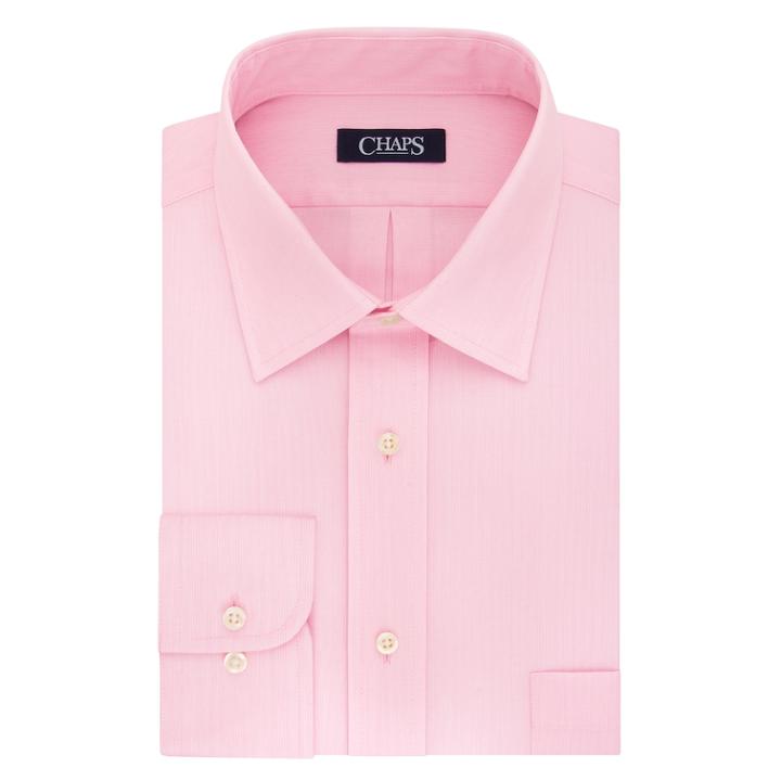 Men's Chaps Regular-fit No-iron Stretch Spread-collar Dress Shirt, Size: 18.5 36/37, Pink