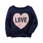 Baby Girl Carter's Love Heart Sweater, Size: 6 Months, Blue