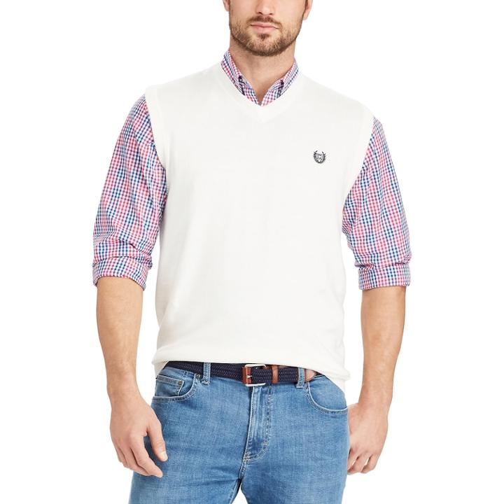 Big & Tall Chaps Classic-fit Sweater Vest, Men's, Size: Xxl Tall, White
