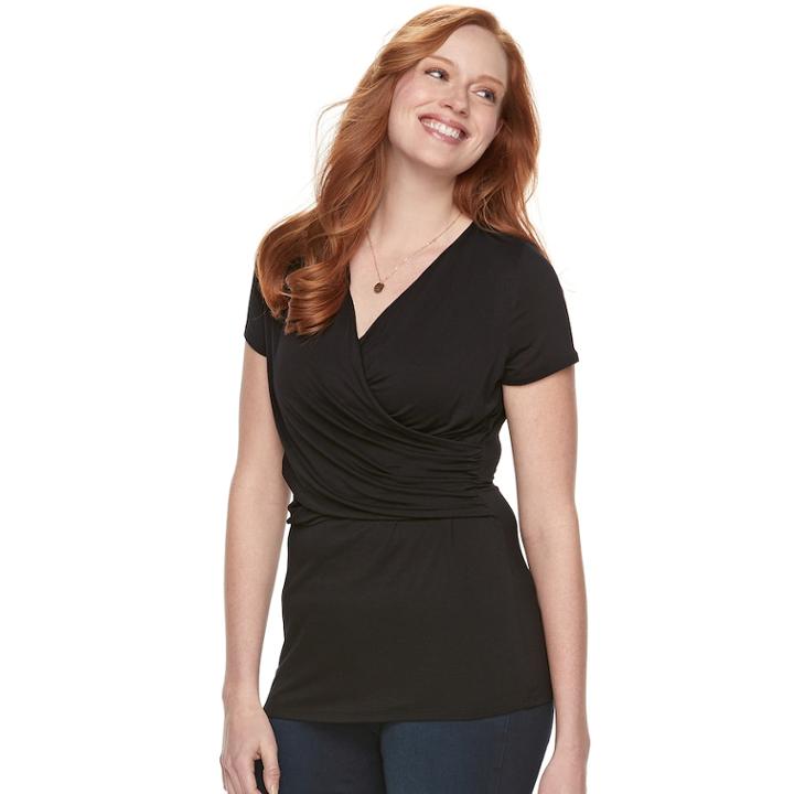 Maternity A:glow Drape Nursing Tee, Women's, Size: M-mat, Black