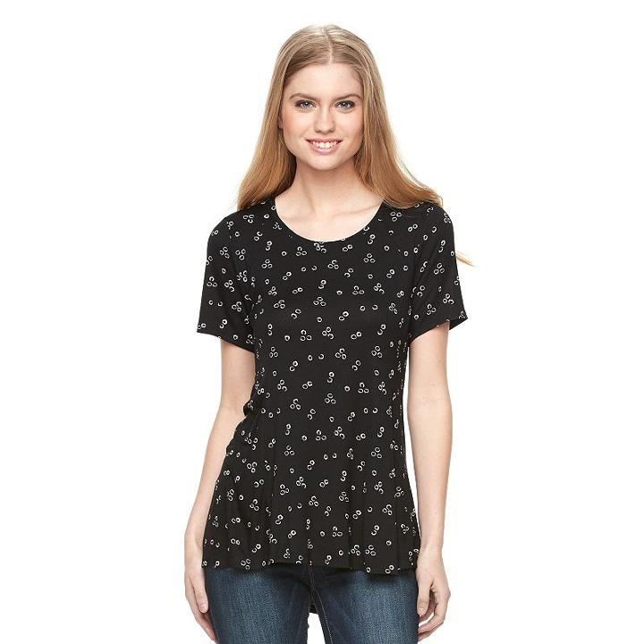 Women's Apt. 9&reg; Flowy Crewneck Tee, Size: Xl, Black