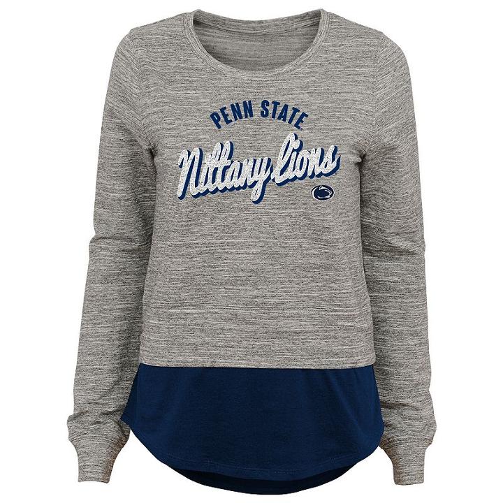 Women's Penn State Nittany Lions Mock-layer Tee, Size: Large, Grey