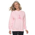 Women's Holiday Crewneck Graphic Sweatshirt, Size: Large, Light Pink