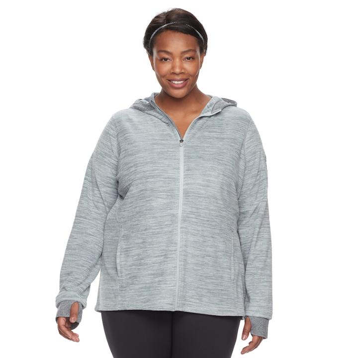 Plus Size Tek Gear Microfleece Full-zip Hoodie Jacket, Women's, Size: 1xl, Med Grey