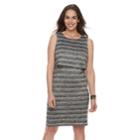 Maternity A:glow Striped Popover Nursing Dress, Women's, Size: L-mat, Black