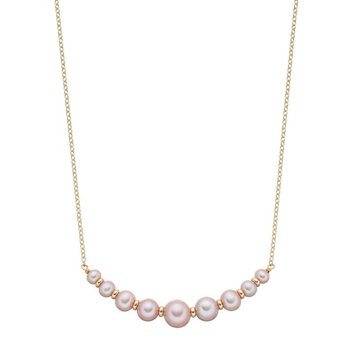 14k Gold Pink Freshwater Cultured Pearl Rondelle Curved Bar Necklace, Women's, Size: 18