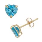 Swiss Blue Topaz 10k Gold Heart Stud Earrings, Women's