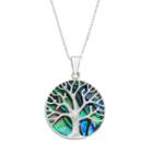 Sterling Silver Abalone Reversible Tree Of Life Pendant Necklace, Women's, Size: 18, Green