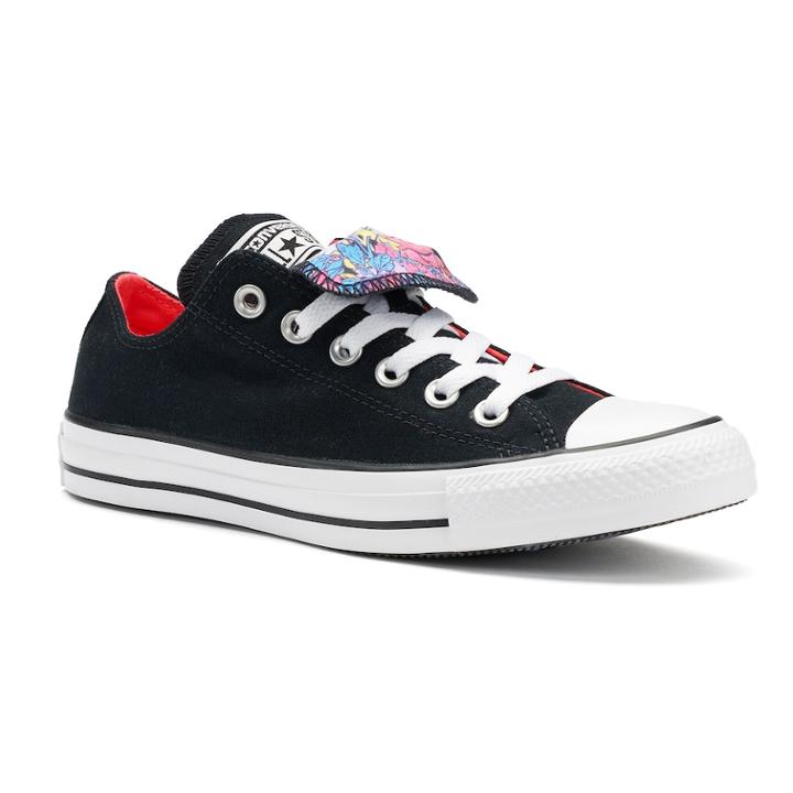 Women's Converse Chuck Taylor All Star Floral Double Tongue Sneakers, Size: 9, Black