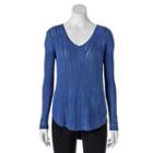 Women's Jennifer Lopez Ribbed V-neck Sweater, Size: Small, Med Blue