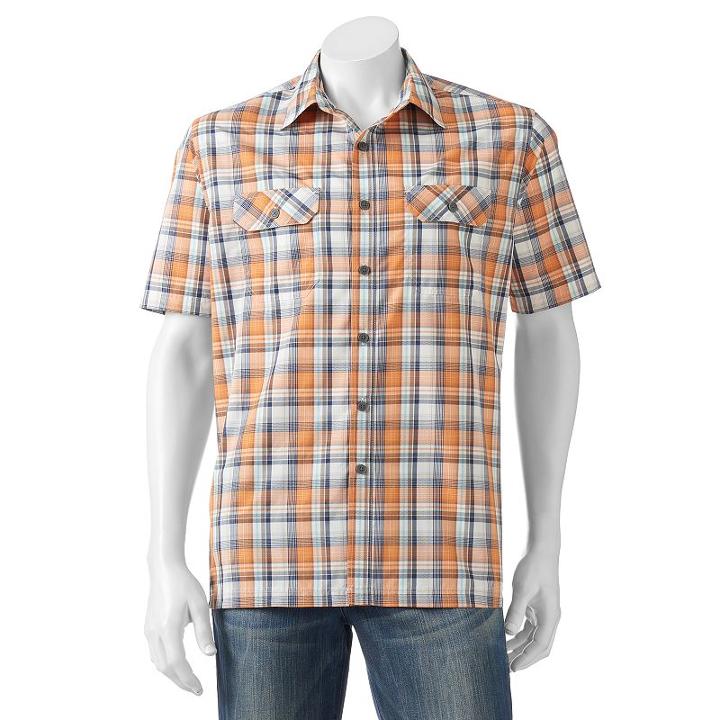 Men's Croft & Barrow&reg; Classic-fit Plaid Outdoor Performance Button-down Shirt, Size: Xxl, Med Orange