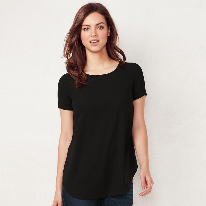Women's Lc Lauren Conrad Keyhole Tee, Size: Medium, Black