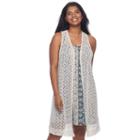 Juniors' Plus Size Wallflower Crochet Vest & Swing Dress, Teens, Size: 2xl, White Oth