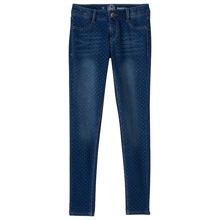 Girls 7-16 & Plus Size So&reg; Perfectly Soft Faded Denim Jeggings, Size: 7, Dark Blue