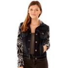 Juniors' Wallflower Print Sleeve Jean Jacket, Teens, Size: Xl, Light Grey