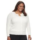 Plus Size Essential Croft & Barrow&reg; Button-front Cardigan, Women's, Size: 1xl, White