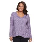 Plus Size Croft & Barrow&reg; Print High-low V-neck Tee, Women's, Size: 1xl, Med Purple