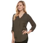 Women's Apt. 9&reg; Roll-tab Chiffon Tunic Top, Size: Large, Green