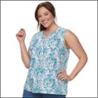 Plus Size Croft & Barrow&reg; Henley Tank, Women's, Size: 3xl, Med Blue