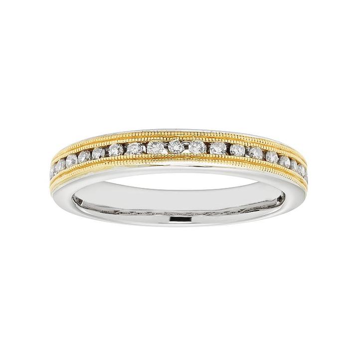 Two Tone 14k Gold 1/4 Carat T.w. Igl Certified Diamond Wedding Ring, Women's, Size: 7.50, White