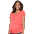 Maternity A:glow Essential Ruched V-neck Tee, Women's, Size: Xl-mat, Med Orange