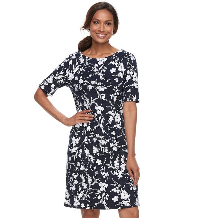 Women's Croft & Barrow&reg; Print Shift Dress, Size: Xxl, Blue