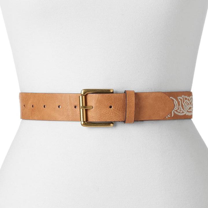 Mudd&reg; Floral Embroidered Belt, Women's, Size: Small, White Oth