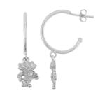 Dayna U Sterling Silver Wisconsin Badgers Half Hoop Earrings, Women's, Grey