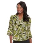 Women's Dana Buchman Bell Sleeve Crepe Top, Size: Small, Dark Green