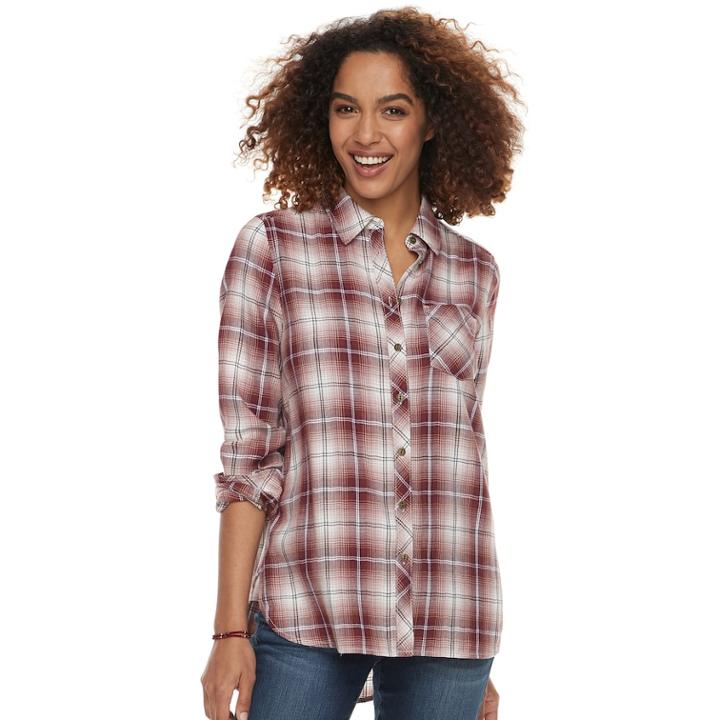 Women's Sonoma Goods For Life&trade; Supersoft Essential Shirt, Size: Large, Red/coppr (rust/coppr)