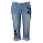 Plus Size Simply Vera Vera Wang Embroidered Capri Jeans, Women's, Size: 18 W, Brt Blue